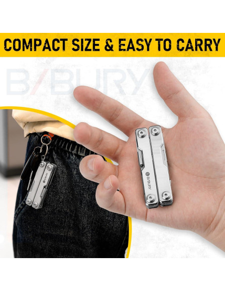 BIBURY Mini Multitool BI2052A 8 en 1 Tijeras de Llavero