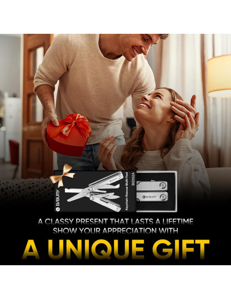 BIBURY Mini Multitool BI2052A 8 en 1 Tijeras de Llavero