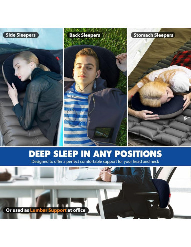 Almohada Inflable para Camping Hikenture Azul Compacta 43.2x26.7cm