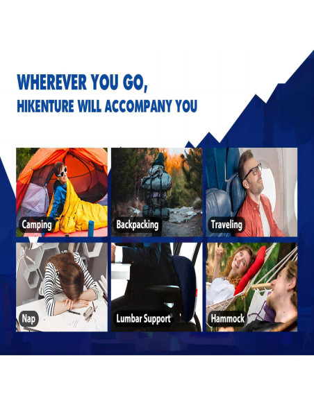 Almohada Inflable para Camping Hikenture Azul Compacta 43.2x26.7cm