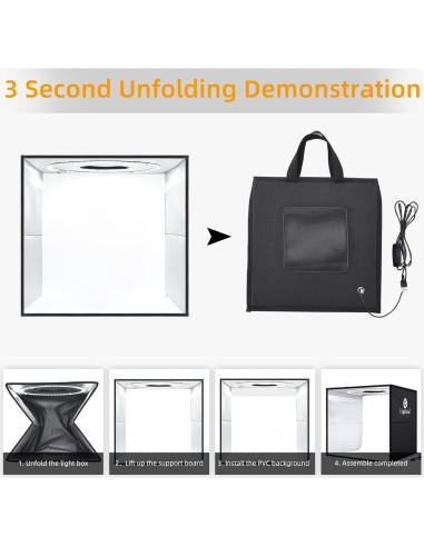 Caja de Luz de Estudio Fotográfico Lightdow 30x30cm con 120 LEDs