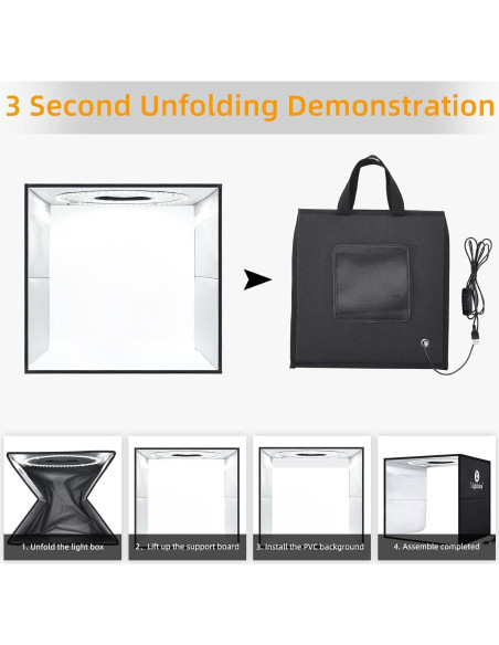 Caja de Luz de Estudio Fotográfico Lightdow 30x30cm con 120 LEDs