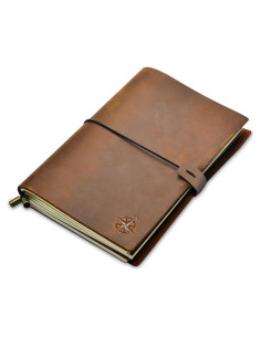 Cuaderno de Viaje A5 Wanderings de Cuero Genuino 22x15cm