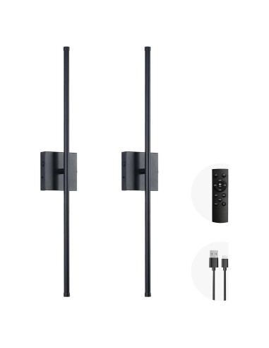 Aplique de pared LED Morpholife negro 71.8 cm recargable USB