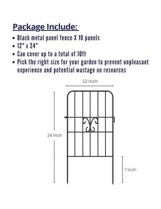 Cerca de Jardín ShopLaLa 10 Paneles Metal Negro 3.05m 2