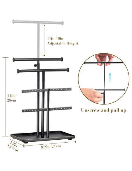 Organizador de Joyas Josmimic Negro Ajustable para Collares Organizador de Joyas Josmimic Negro Ajustable para Collares