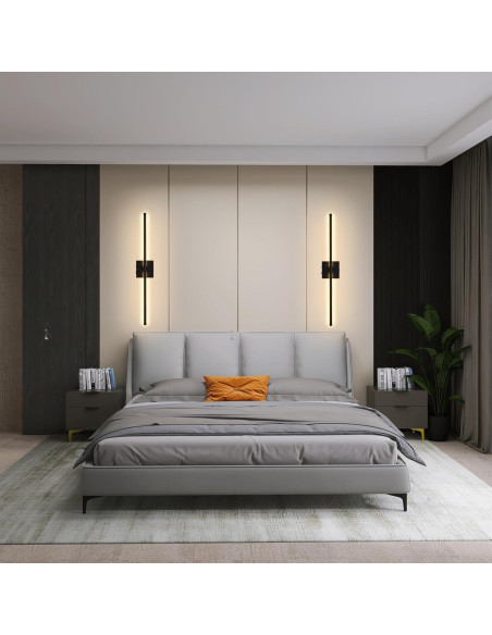 Aplique de pared LED Morpholife negro 71.8 cm recargable USB