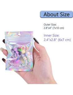 Paquete de 100 Bolsas Holográficas Reutilizables Soulake 7.1x10.2 cm 2