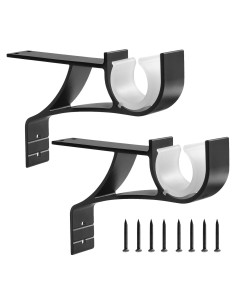 Soportes de barra de cortina sin perforación Anndason, Negro, Juego de 2