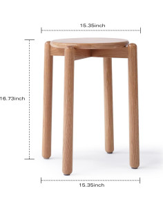 Taburete Apilable de Madera de Roble Vadisun 39.1 cm Natural 2