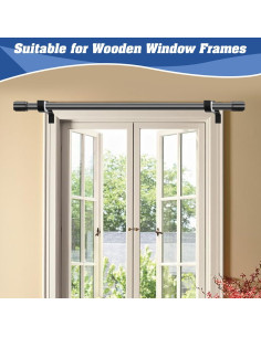 Soportes de barra de cortina sin perforación Anndason, Negro, Juego de 2 2