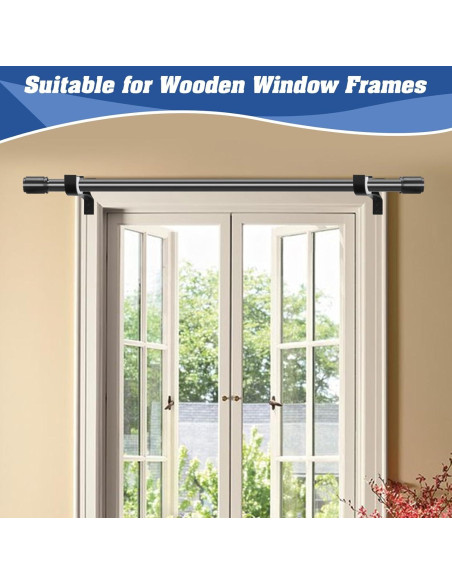 Soportes de barra de cortina sin perforación Anndason, Negro, Juego de 2