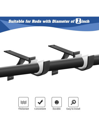Soportes de barra de cortina sin perforación Anndason, Negro, Juego de 2
