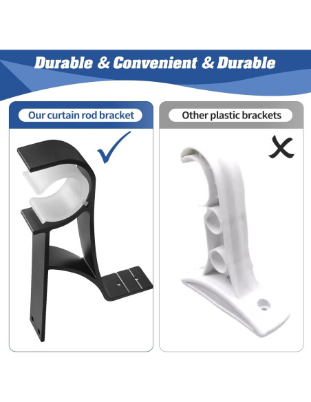 Soportes de barra de cortina sin perforación Anndason, Negro, Juego de 2