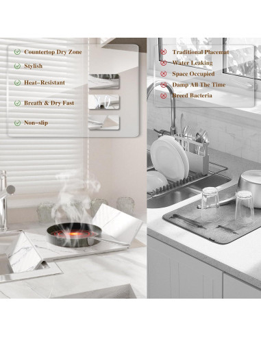 Alfombrilla de Secado Diatomácea Watshyon 48.3x30.5cm Blanca