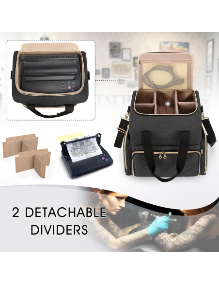 Funda de Viaje para Tatuajes LUXJA Negra con 3 Estuches Extraíbles