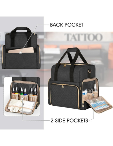 Funda de Viaje para Tatuajes LUXJA Negra con 3 Estuches Extraíbles