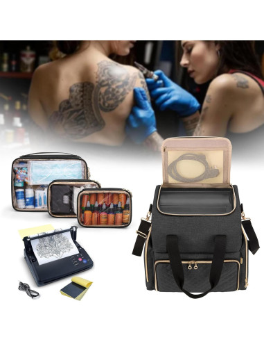 Funda de Viaje para Tatuajes LUXJA Negra con 3 Estuches Extraíbles
