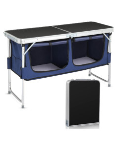 Mesa de Camping Plegable VINGLI 120x47cm con Almacenamiento
