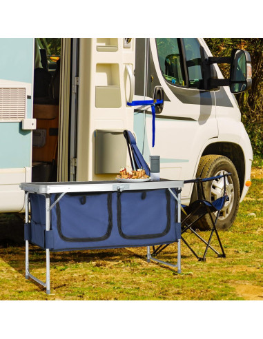 Mesa de Camping Plegable VINGLI 120x47cm con Almacenamiento