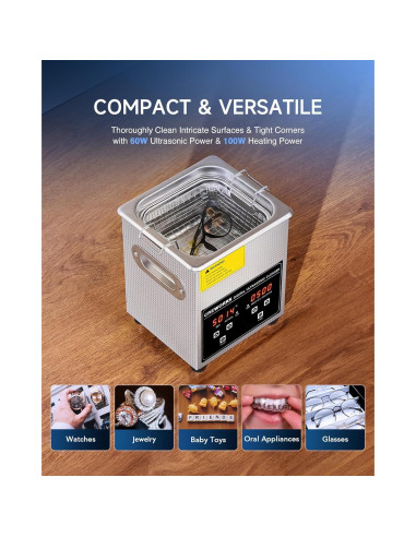 Limpiafondos Ultrasónico CREWORKS 2L 60W con Calentador