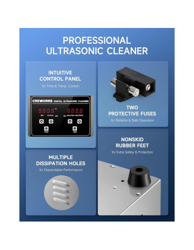 Limpiafondos Ultrasónico CREWORKS 2L 60W con Calentador