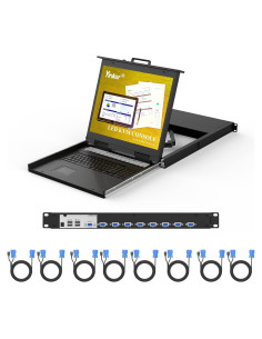 Conmutador KVM VGA 8 puertos Yinker con monitor LCD 19"