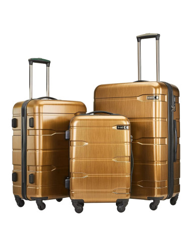 Conjunto de Maletas Expandibles Coolife 3 Piezas Negro Marrón