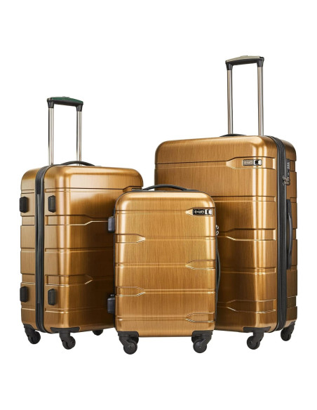 Conjunto de Maletas Expandibles Coolife 3 Piezas Negro Marrón