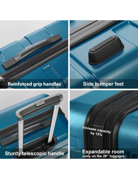 Conjunto de Maletas Expandibles Coolife 3 Piezas Negro Marrón