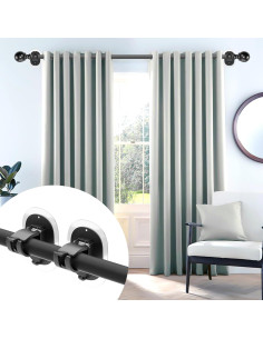 Soportes de Barra de Cortina Sin Taladrar MIMARMZ 2 Piezas Negro 2