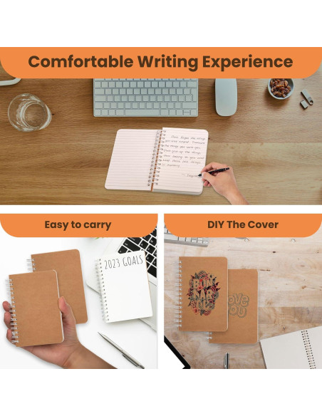 Cuaderno Espiral TWONE A6, 5 Piezas, 180 Páginas en Blanco