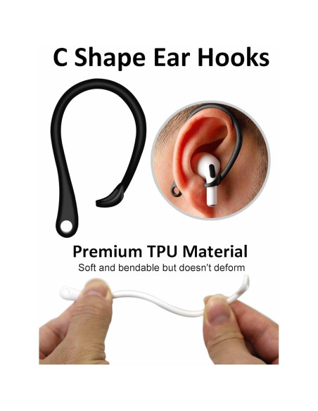 Kit Antideslizante para AirPods A-Focus - Ganchos y Correa Negro