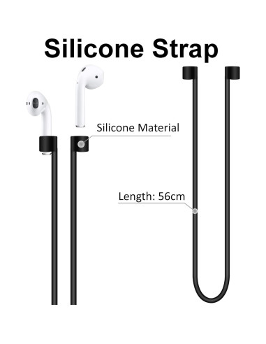 Kit Antideslizante para AirPods A-Focus - Ganchos y Correa Negro