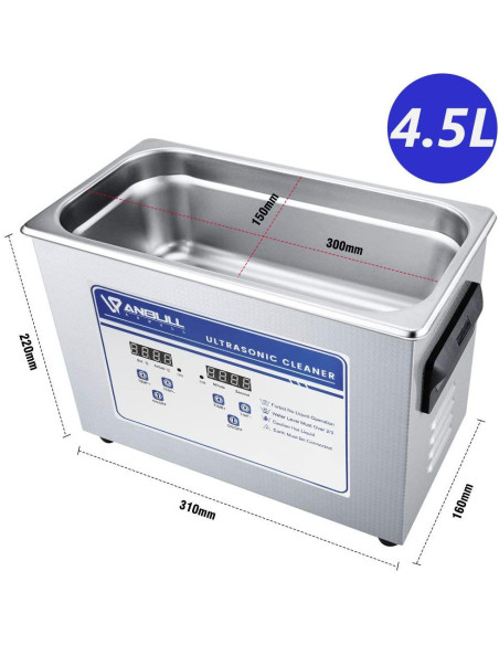 Limpiador Ultrasónico Anbull 4.5L 180W Acero Inoxidable