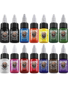 Set de Tinta para Tatuajes Hawink 14 Colores 15ml 2
