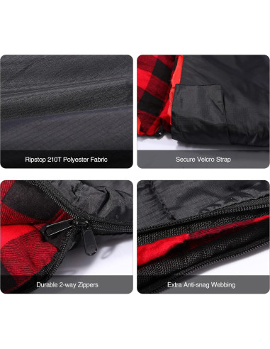 Saco de Dormir Doble REDCAMP Algodón Franela 225x148 cm