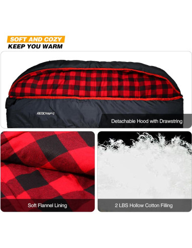 Saco de Dormir Doble REDCAMP Algodón Franela 225x148 cm