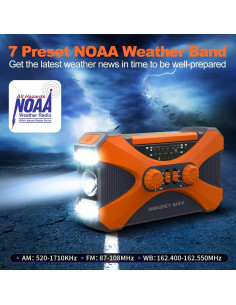 Radio de Emergencia Manivela Solar Moliao 10000mAh Naranja 2