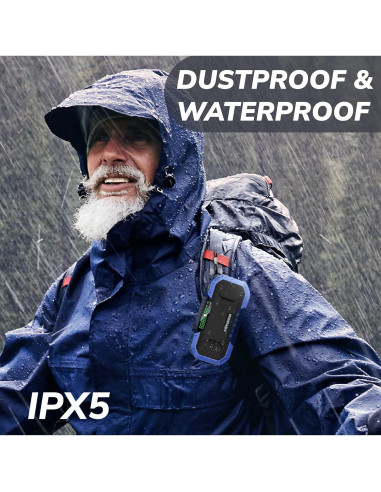 Radio de Manivela Solar Bluetooth NOAA 5000mAh Resistente Agua