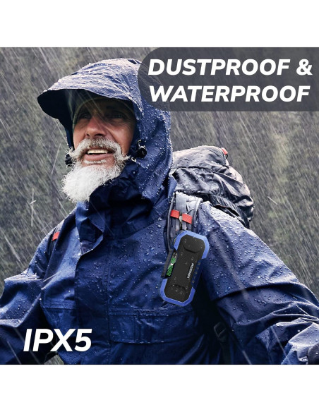 Radio de Manivela Solar Bluetooth NOAA 5000mAh Resistente Agua