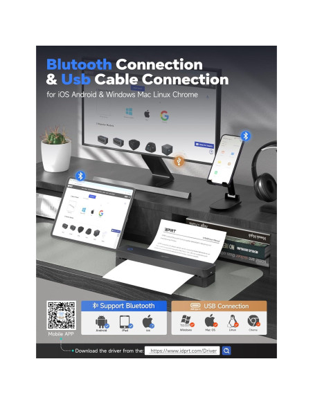 Impresora Térmica Portátil iDPRT MT610 Pro 300DPI Inalámbrica