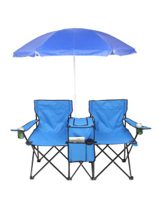 Silla de Camping Doblable Outvita Charles con Sombrilla Azul