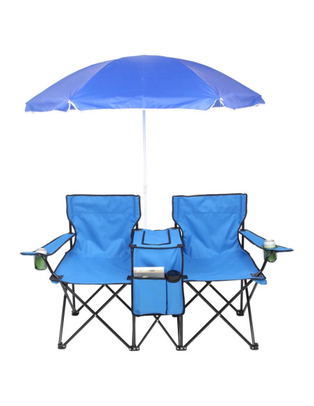 Silla de Camping Doblable Outvita Charles con Sombrilla Azul