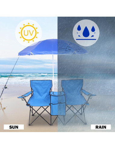 Silla de Camping Doblable Outvita Charles con Sombrilla Azul