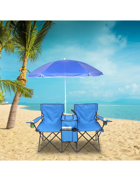 Silla de Camping Doblable Outvita Charles con Sombrilla Azul