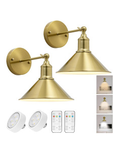 Aplique de Pared LED Franing Dorado con Control Remoto - 2 Unidades