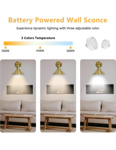 Aplique de Pared LED Franing Dorado con Control Remoto - 2 Unidades 2