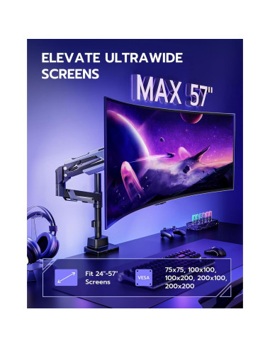 Soporte de Monitor ARES WING Ajustable para Pantallas de 24 a 57"
