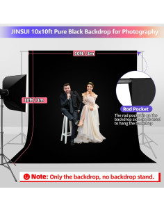 Cortina de Fondo Negra JINSUI 3x3m para Fotografía Profesional 2